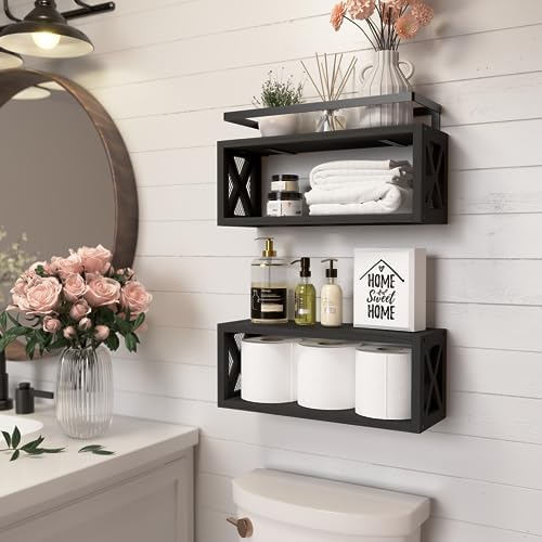 RICHER HOUSE Floating Shelves Bathroom, Wall Mounted Shelf Over Toilet - Image 3