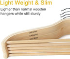 TOPIA HANGER Sleek Wooden Hangers with Non-Slip Rubber Grips, Sweater Hangers No Shoulder Bump, Lightweight Clothes Hangers 30-Pack, 360° Swivel Hook and Pants Bar-CT63N30 - Image 6