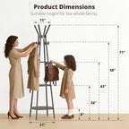 young master Freestanding Coat Rack with Light, 12 Hooks & 3 Wood Shelves, Black - Image 6