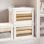 Homsorout Storage Bins with Lids - Medium Storage Box with Lids, Foldable Closet Boxes for Organizing, Stackable Clothes Organizer with Window, Cubes Bins for Living Room, 5 Pack, Beige - Image 3