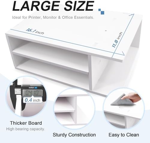SONGWAY Printer Stand with Storage for Desk - Desktop Printer Shelf, Monitor Stand Riser, Desk Paper Storage Organizer for Home Office - Image 3