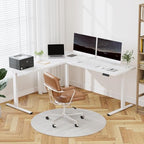 FLEXISPOT 71 x 63 Reversible L-Shaped Corner Standing Desk, White - Image 2
