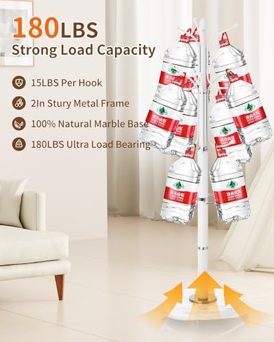 EZIVIEZ Coat Rack with 12 Hooks Coat Rack Freestanding with Umbrella Holder - Image 5