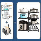 Pot Rack Organizers：CASONNIK 6+1-Tier Adjustable Heavy Duty Pan Organizer for Cabinet ，Multiple Use Modes，Pot Rack & Pan Rack for Kitchen Counter and Cabinet - Image 2