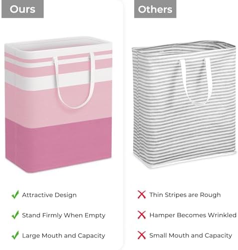 HomeHacks 2 Pack Laundry Baskets, Laundry Hampers Bags (Grey+Pink 125L) - Image 3