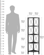 CHOEZON 5-Tier Corner Shelf, Corner Bookcase, 55.2" Tall Vertical Display Rack, Plant Stand, Open Storage Shelf, for Living Room, Bedroom, Study, Kitchen, Black TCJ12BB - Image 2