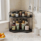2-Tier Corner Bathroom Counter Organizer, Larger Size, Black - Image 6