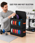 Filament Storage Box, 4 Pack Filament Container Hold 24 Rolls 3D Printer Filament Storage, Zippered Lid, Dustproof, Stackable Filament Container for PLA, ABS, PETG, TPU - Image 6
