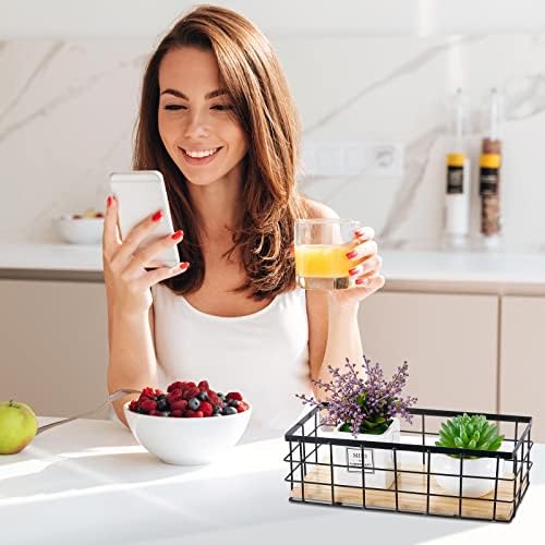 Funrous 2 Pcs Metal Small Wire Basket Wall Hanging Wire Basket Hang Small Bathroom Kitchen Storage Organizer Toilet Paper Mesh Storage Bin Shelf Rack with Base(Black,11.42 x 5.12 x 3.94 Inches) - Image 5