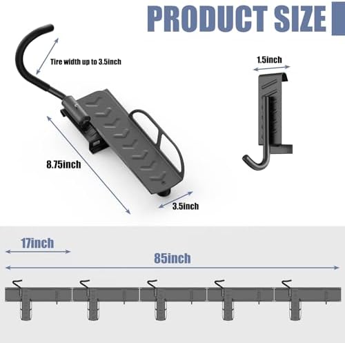 WALMANN Wall Mounted Swivel Bike Rack for Garage, Rotating Vertical Bike Storage for 5 Bikes, Space-Saving Bike Hooks, 500 lbs Capacity(Hanging 5 Bikes) - Image 4
