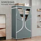 SORCEDAS Portable Closet Wardrobe with Hanging Rods Shelves Clothes Storage - Image 5
