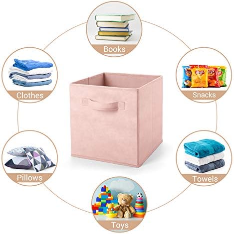 MaidMAX Fabric Storage Bins 10.5×10.5×11, Foldable Cloth Cube Storage, Pink - Image 3