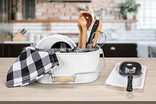 Alpha Living Home White Silverware Organizer, Farmhouse Cutlery Holder Tray - Image 2