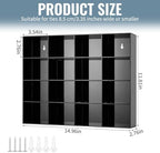 2 Pack Tie Box Organizer Wall Mounted Black Acrylic with 16 Compartments, Tie Organizer for Drawer, Tie Holder for Men Belt Scarf Necktie Storage for Closet and Home - Image 2
