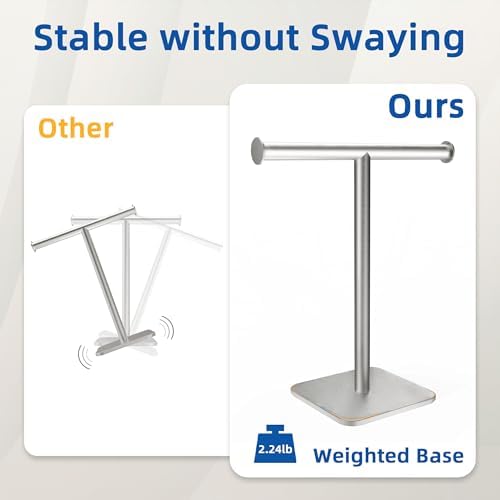 RUACQ T-Shape Hand Towel Holder Stand, 12inch, Brushed Nickel, 2 Pack - Image 4