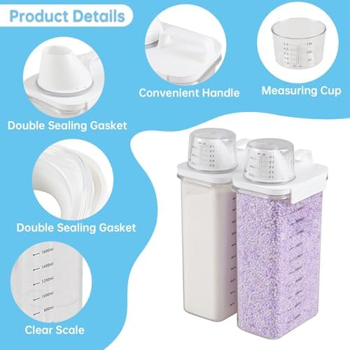 Sandmovie 3 Packs Laundry Detergent Dispenser, 78 Oz Clear Plastic Laundry Soap Containers with Scale - Image 3