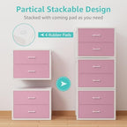 BOLUO Stackable Closet Drawers for Clothes Organizers and Storage Fabric Pink 2 Drawer Dresser for Bedroom 2 Packs Modern Large - Image 5