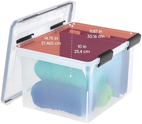 IRIS USA WeatherPro File Box Organizer, Letter/Legal, 32 Qt. 4-Pack, Clear - Image 3