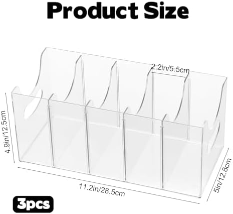 3 Pack Acrylic Belt Organizer Clear Stackable Belt Storage Holder Purse Organizer for Closet - 5 Compartments with Removable Dividers,Display Case Pantry Cabinet Organizers for Ties,Socks,Underwear - Image 2