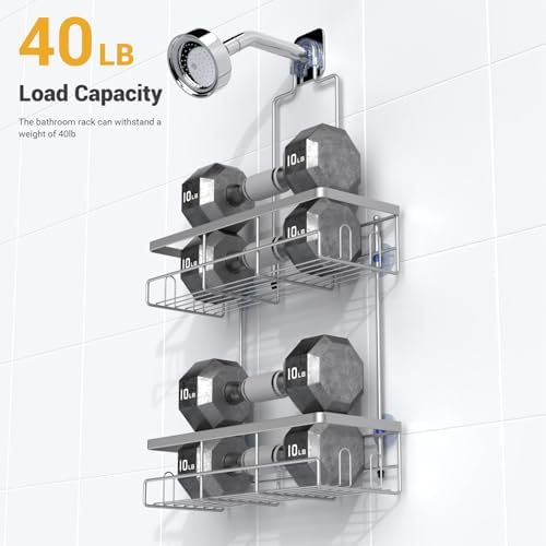 Hanging Shower Caddy Over Showerhead - Rustproof No Drill Shower Organizer - Image 4