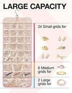 BAGSMART Hanging Jewelry Organizer Necklace/Earring/Ring 2-Sided L Pink - Image 3