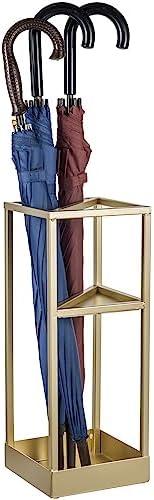 MyGift 20 Inch Brass Tone Metal Umbrella Stand with Drip Tray - Image 4