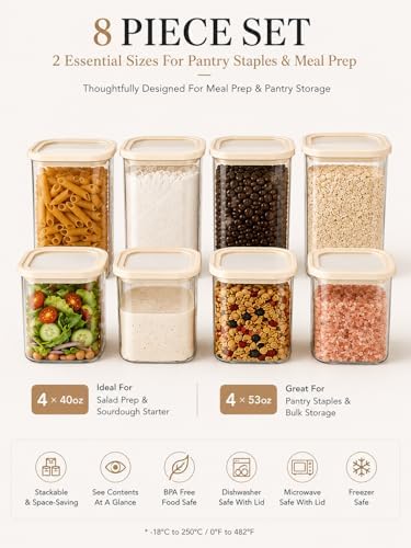 8-Pack Square Glass Pantry Storage Containers Set with Glass Lids - Image 3