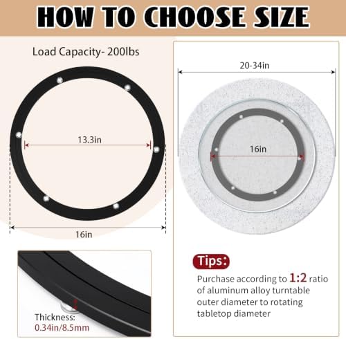Lazy Susan Hardware Turntable Bearing Large, Black, 16 in Heavy Duty, 2 Pcs - Image 2