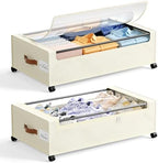 Yecaye 82L Under Bed Storage Containers, Fits 9.4" Under Bed, 2 Pack, Beige by Yecaye