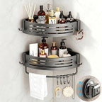 Corner Shower Caddy Suction Cup, 2 Pack Shower Shelves, Gray by SUBUCOYO