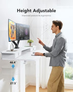 HUANUO 60″ x 30″ Electric Standing Desk with 2 Drawers, C-Clamp Mount Compatible, Height Adjustable Computer Desk, Home Office Stand Up Desk with 4 Preset Heights & 2 Hooks, White - Image 6