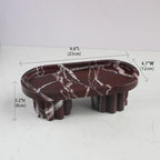 Natural Travertine Marble Oval Tray with 2 Legs, 10" Vanity Decorative Tray for Countertop Organizer, Catchall Tray for Perfume, Candles, Jewelry Dish - Image 2