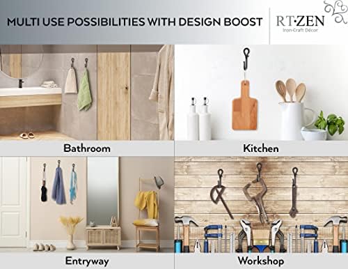 RTZEN Classic Farmhouse Wall Mount Multi-Use Wrought Iron Hook Set (3 Pack) - Image 3