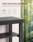 SMIBUY Sturdy Bamboo Shoe Rack Bench, 3-Tier Shoe Organizer, Storage Shelf for Entryway Hallway Bathroom Living Room (Dark Brown) - Image 5