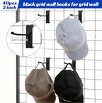 40pcs 2 inch Matte Black Gridwall Hooks for 3 x 3 Inch Grid Panels - Image 5