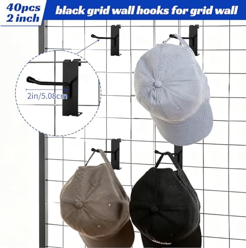 40pcs 2 inch Matte Black Gridwall Hooks for 3 x 3 Inch Grid Panels - Image 5
