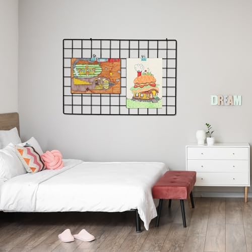 PATIKIL 24"x12" Wire Grid Panel, 2 Pack Board Photo Pictures Memo Display Grid Panels Hanging Organizer Wall Decorative Panel for Home Office Wedding, Black - Image 6