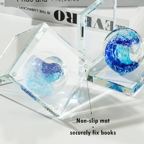 1 Pair Heavy Duty Book Ends for Shelves, Crystal Bookends for Heavy Books - Image 3