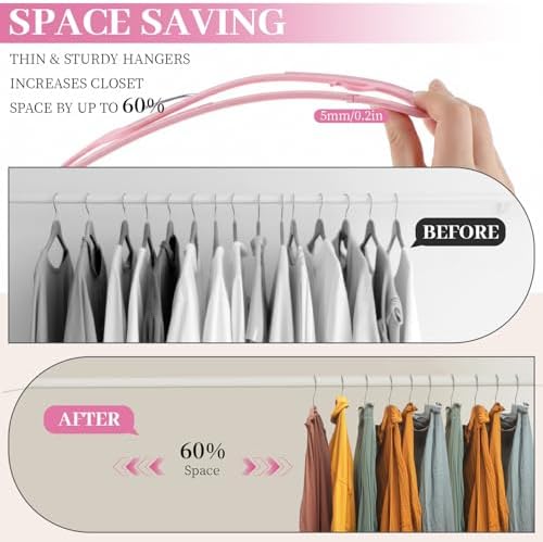 LemonRoad 50 Pack Short Neck Hangers Plastic Non-Slip, Rose Pink - Image 6