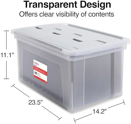 STAPLES Wing Lid File Totes, Letter Size, Clear, 2/Pack - Image 5