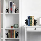Flutesan 6 Pcs Black Cat Metal Bookends Peeping Cat Book Ends for Shelves - Image 2