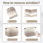 72L Large Woven Laundry Basket Hamper with Leather Handles,Khaki - Image 6