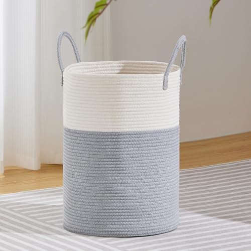 VIPOSCO 58L Tall Woven Laundry Basket Hamper, Grey White by VIPOSCO