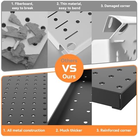 WALMANN Metal Pegboard Kit with Accessories, 24x48 in Garage Tool Pegboards - Image 6