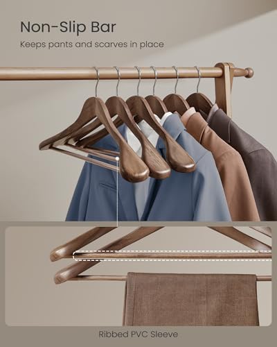SONGMICS Wooden Suit Hangers 10 Pack, Extra-Wide Shoulder Clothes Hangers - Image 6