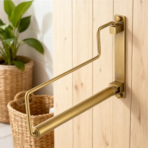 NEWRAIN Clothes Drying Rack, Laundry Racks for Drying Clothes, Wall Mounted Swing Arm Clothes Hanger for Laundry Room, Garage, Indoor & Outdoor Use,Antique Brass - Image 2