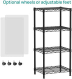 SINGAYE 4 Small Shelves Storage Shelf Wire Shelving Unit Metal Shelf Adjustable Organizers Storage Shelving with Wheels for Bathroom Laundry Room Kitchen Pantry11.5”D x 17.3”W x 44.5”H Black - Image 4