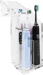 Linkidea Acrylic Electric Toothbrush Holder with Cover, Toothpaste Stand with Draining Hole, Countertop 4 Slots Organizer Compatible with Philip Sonicare, Oral-B iO Series, Aquasonic (Clear) by Linkidea