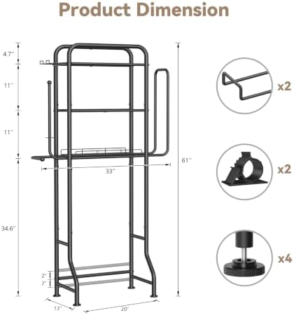 3-in-1 Over the Toilet Storage Rack, 3-Tier Toilet Organizer Shelf - Image 2