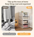 UDEAR 4 Pack Stackable Closet Storage Baskets, Foldable,White - Image 2
